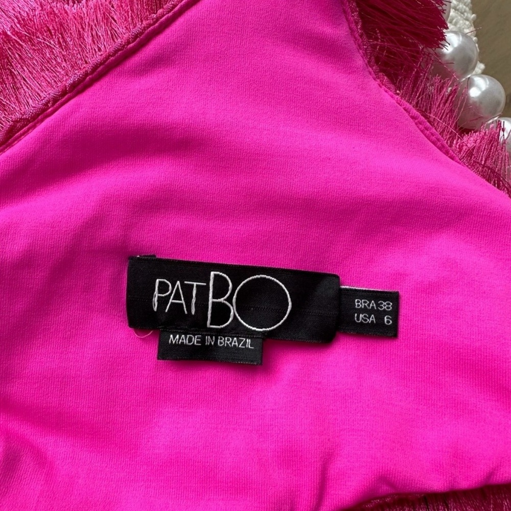 PatBO Vibrant Pink Fringe Dress w/ PEARL Straps – Size 6 – Stunning - Picture 4 of 4
